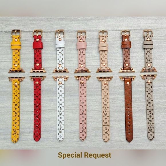 Premium Leather Apple Watch Band Straps Red - Picture 9 of 13